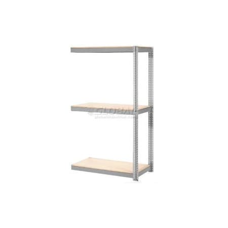 Global Equipment Expandable Add-On Rack 72x36x84 3 Level Wood Deck 750 lb. Cap Per Level GRY 785583GY